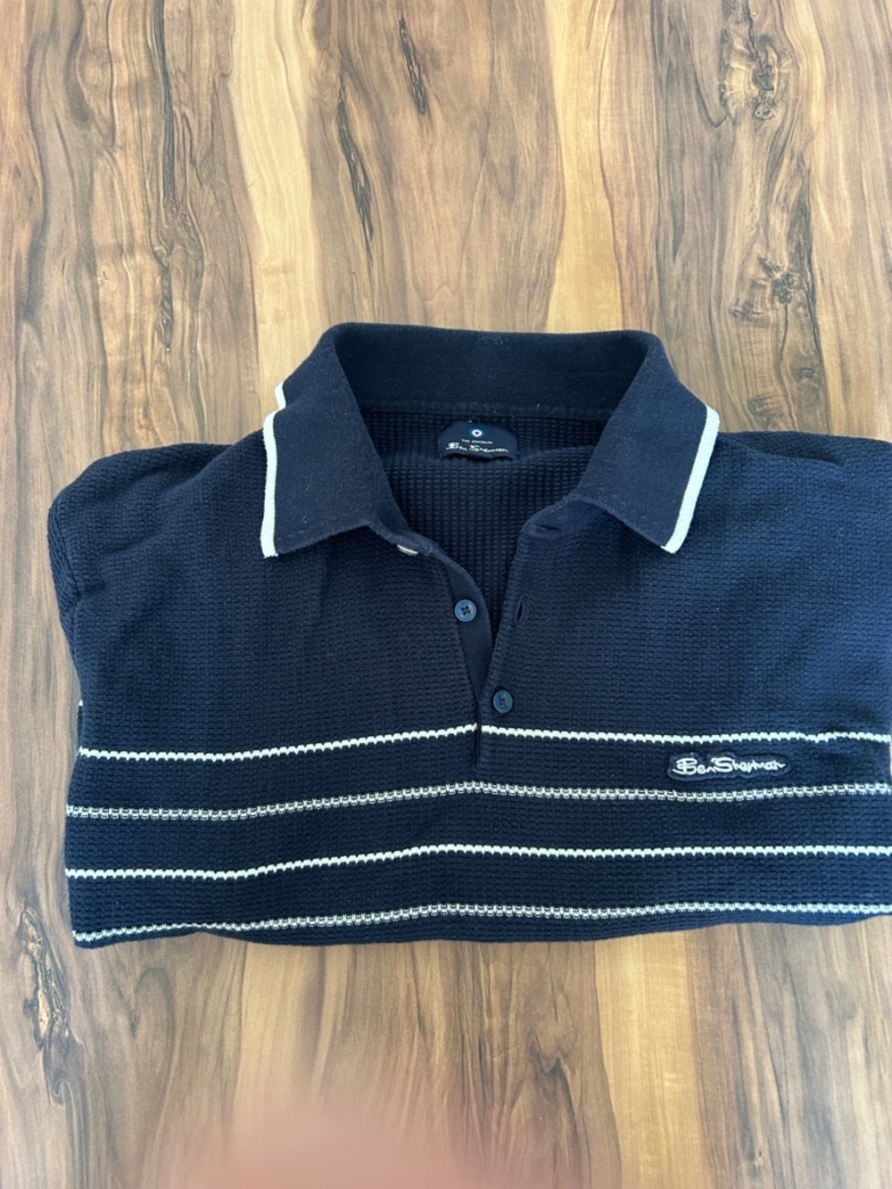 Ben Sherman Navy Polo with White Stripe Accents